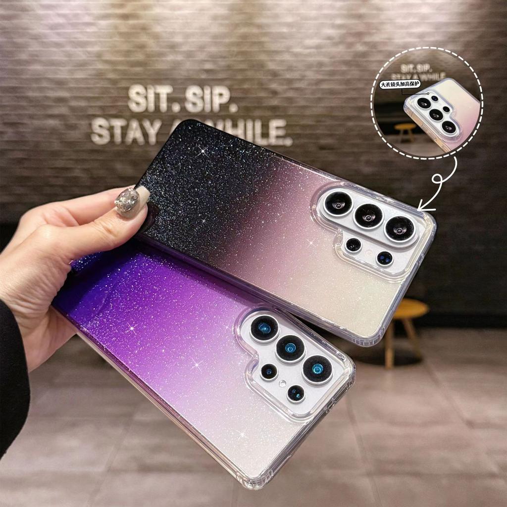 Applicable To Samsung S26Ultra Mobile Phone Case Glitter Gradual Change Single Color Acrylic S25F Transparent Anti-drop All-inclusive