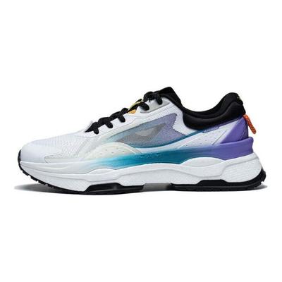 Li Ning Chao Yue 7 Absorción de Impactos Antideslizante Resistente al Desgaste Transpirable Zapatillas Casuales de Caña Baja para Hombre Blanco Morado AGLT091-5