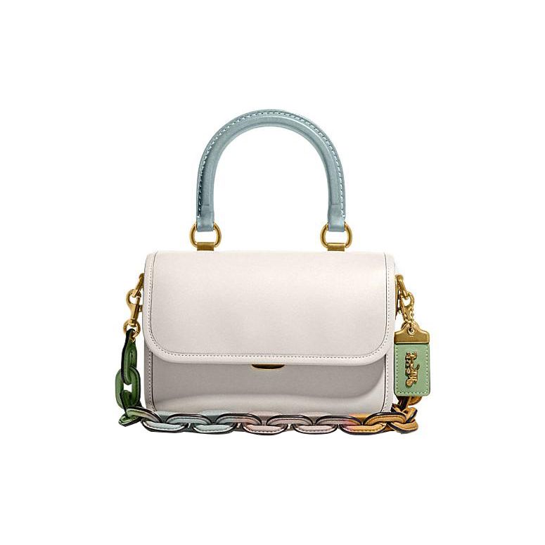 

Coach Rogue 22 Top Handle Leather Chain Bag Women handbags Chalk CA087-B4CAH Basic Set (Bag+Dust Bag)