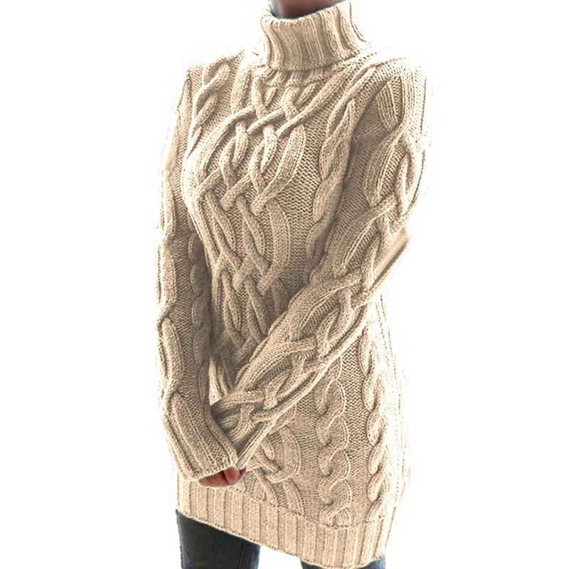 Autumn and Winter Long Sleeve Casual Knitted Sweater Dress Women Vintage Slim Fit Solid Knitted Dress Women Elegant Turtleneck Sexy Lady Dresses 24905