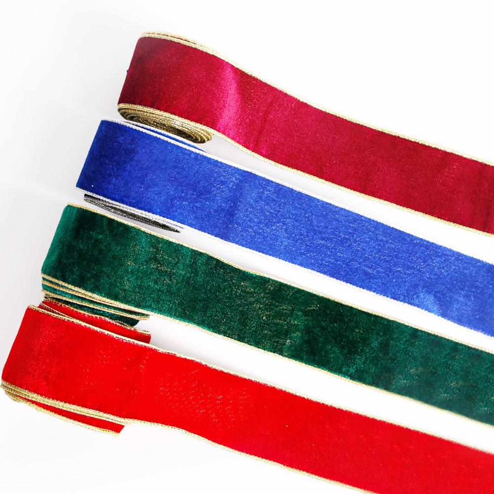 Luxurious Green Red Blue Plush Christmas Ribbon For Elegant Holiday Decor Gifts