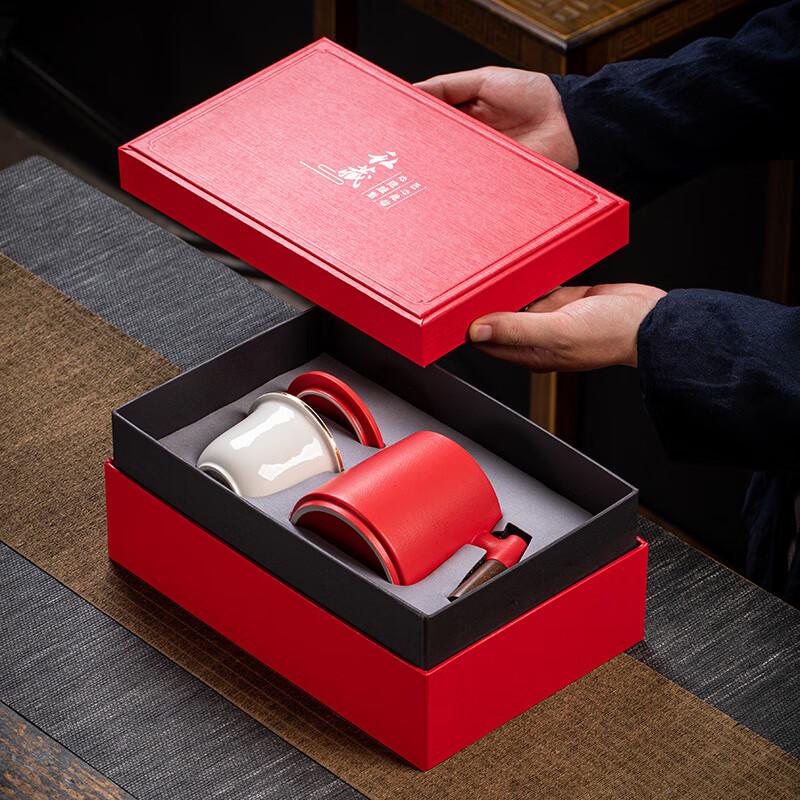 Chaxun Ceramic Tea Set with Red Wooden Handle Cup