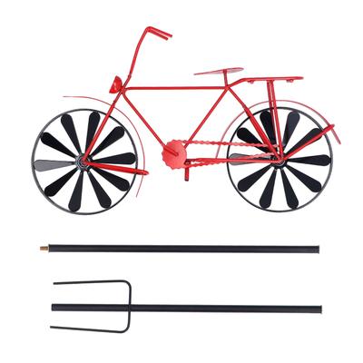 Bike Wind Spinner Vintage Style Metal Iron Bicycle Wind Spinner Decoration for Outdoor Garden Red