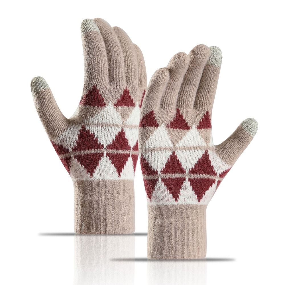 Thickened Winter Gloves Touchscreen Finger Separated Warm Gloves Cute Knitted Gloves  Autumn Winter