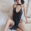 Pure Desire Sexy High Slit Women's Nightgown Couples Fun No Need to Remove Short Skirt V-neck Sleeveless Home Wear All Seasons