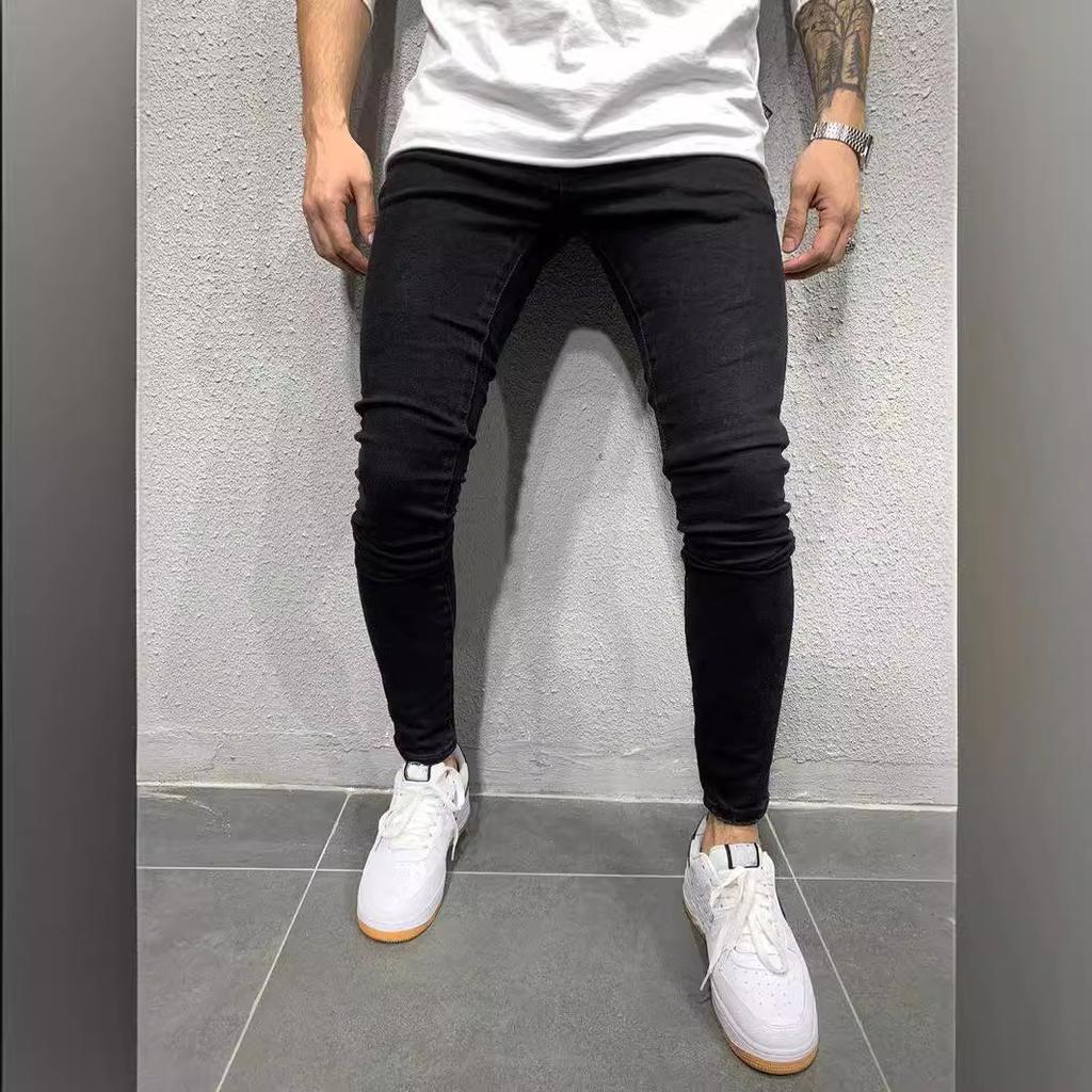 High Quality European And American Men'S Elastic Tight Fitting Small Leg Jeans