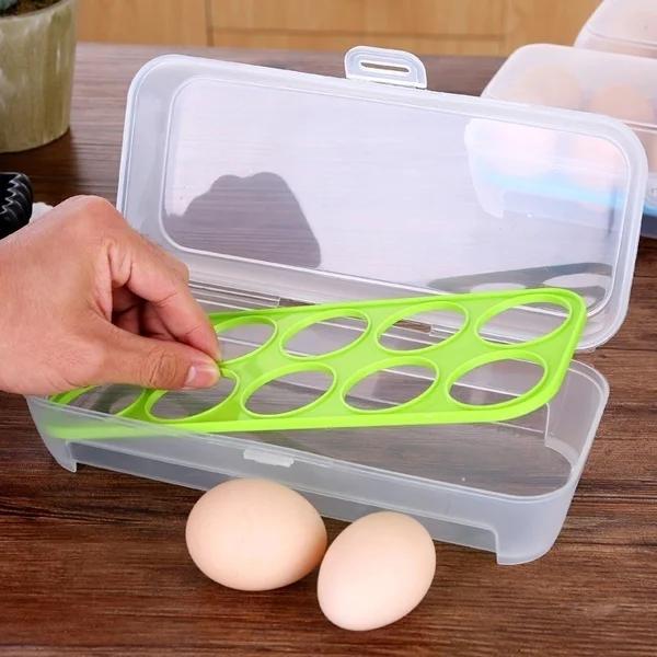 Kitchen 15 Grids Refrigerator Egg Box Stackable Plastic Fresh-keeping Box with Lid Household Food Storage Transparent Eggs Tray