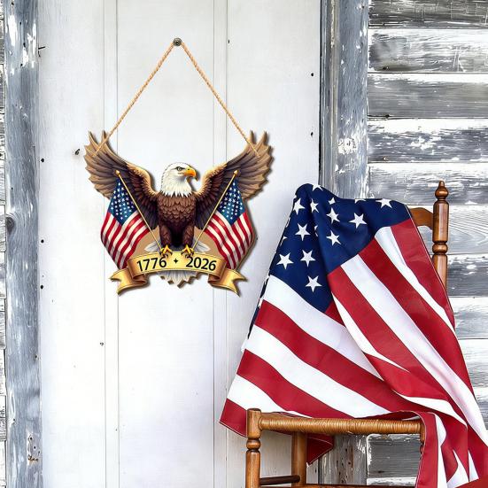 4 juli Hangend Deurbord, Patriotische Houten Onafhankelijkheidsdag Deurhanger, Rustiek Rood Blauw Wit Amerikaans Bord voor Memorial Day Voordeur Decor