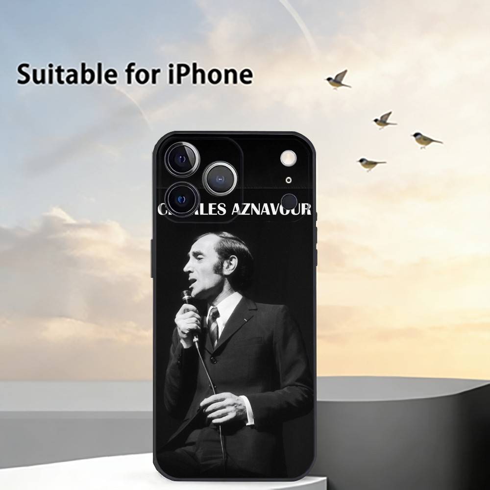 Charles Aznavour Music Phone Case For iPhone 17, 16,15,14,13,12,11 Plus,Pro Max, Others Soft Black Cover
