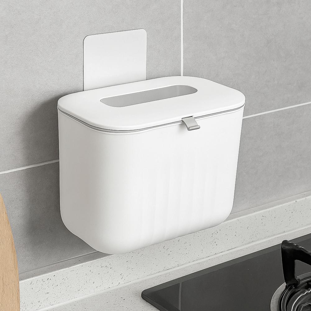 No-Hole Wall Hanging Rubbish Bin 7/11L Kitchen Storage Box Compact Bathroom Trash Can Kitchen