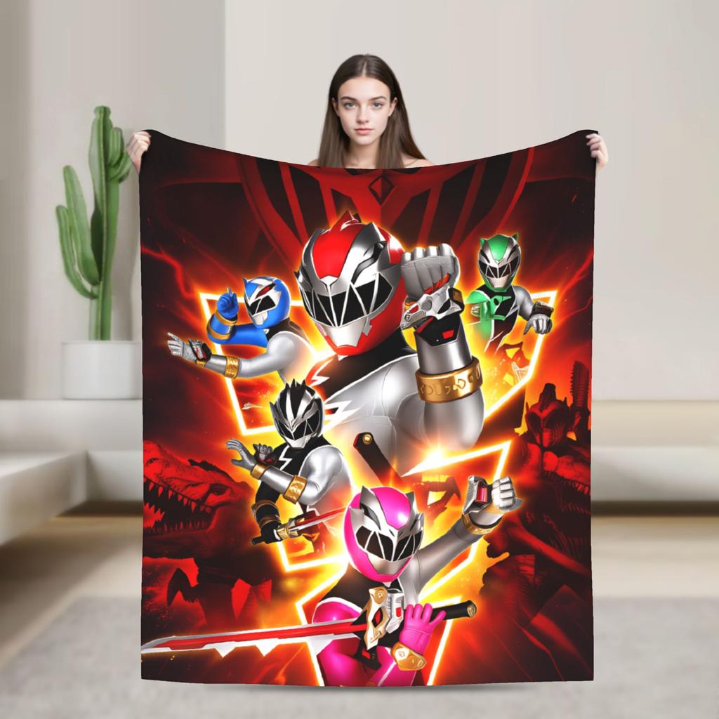 M-Mighty Morphin Super Warm Blankets  Cartoon P-Power Rangers Picnic Plush Bedding Throws Novelty Flannel Bedspread Sofa Bed