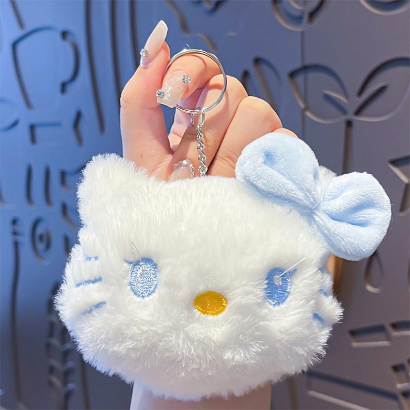 Kawaii Hello Kitty Keychain Cute Sanrio Cartoon Plush Soft Stuffed Doll Bag Key Ring Pendant Women Girls Birthday Gift