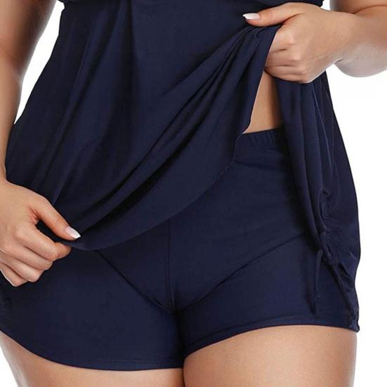 2Pcs/Set Summer Swimsuit Set Sporty Style Suspender Vest Tankini Tops Printing Shorts Set Split Design Swimwear