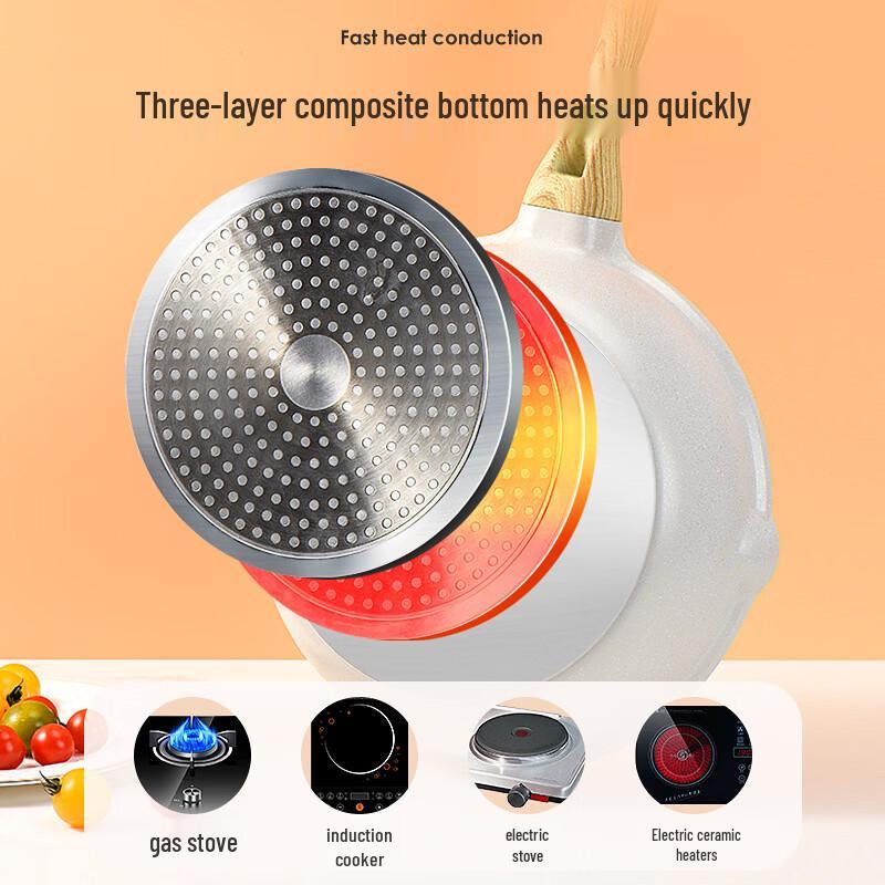 Zhishi 28cm Maifan Stone Non-stick Stir-fry Pan