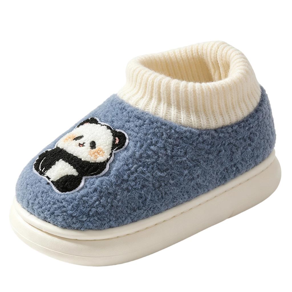 Kids' Large Size Winter Cotton Slippers with Back, Stylish Warm Casual House Shoes for Boys and Girls