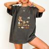 Retro Fast Food Oversized T-Shirt Washed Cotton Casual Tee Vintage Burger Fries Graphic Top for Food Lovers