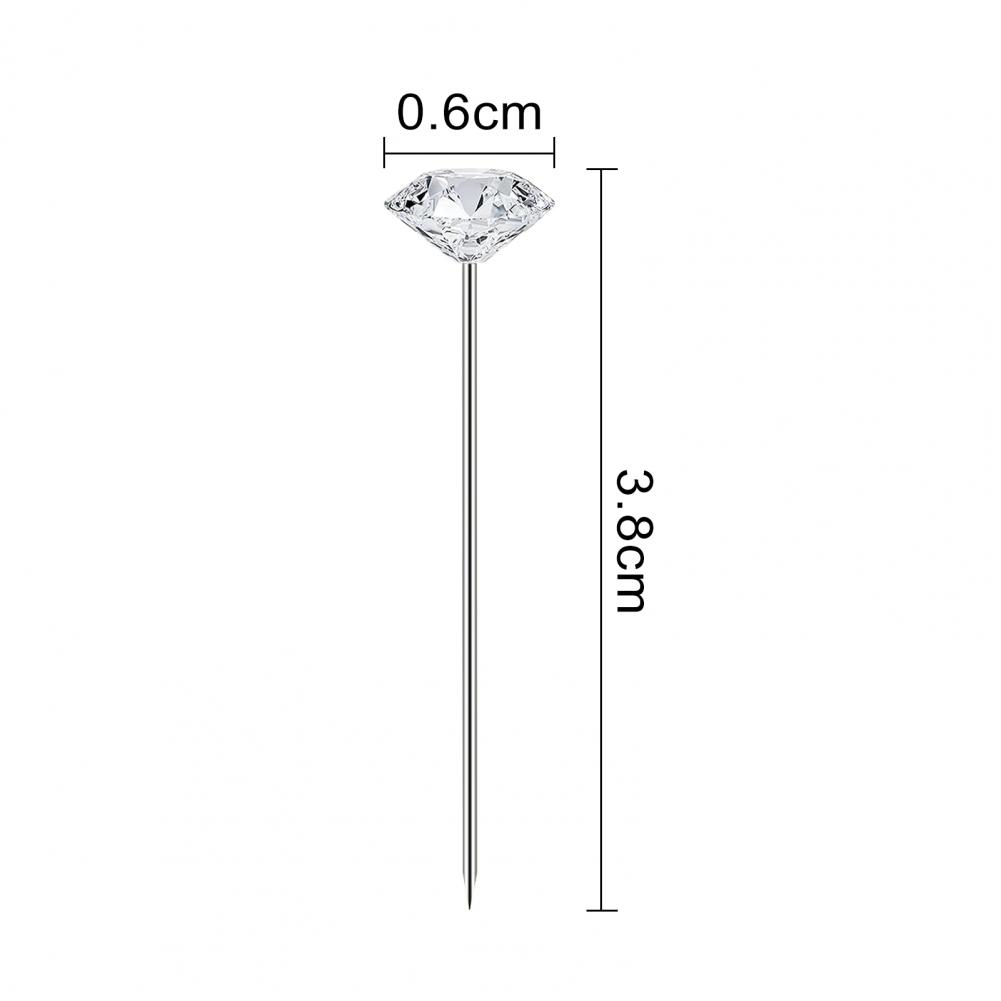 100Pcs/Box Transparent Faux Diamond Bouquet Pins Corsage Elegant Boutonniere Pins Straight Floral Pins DIY Craft