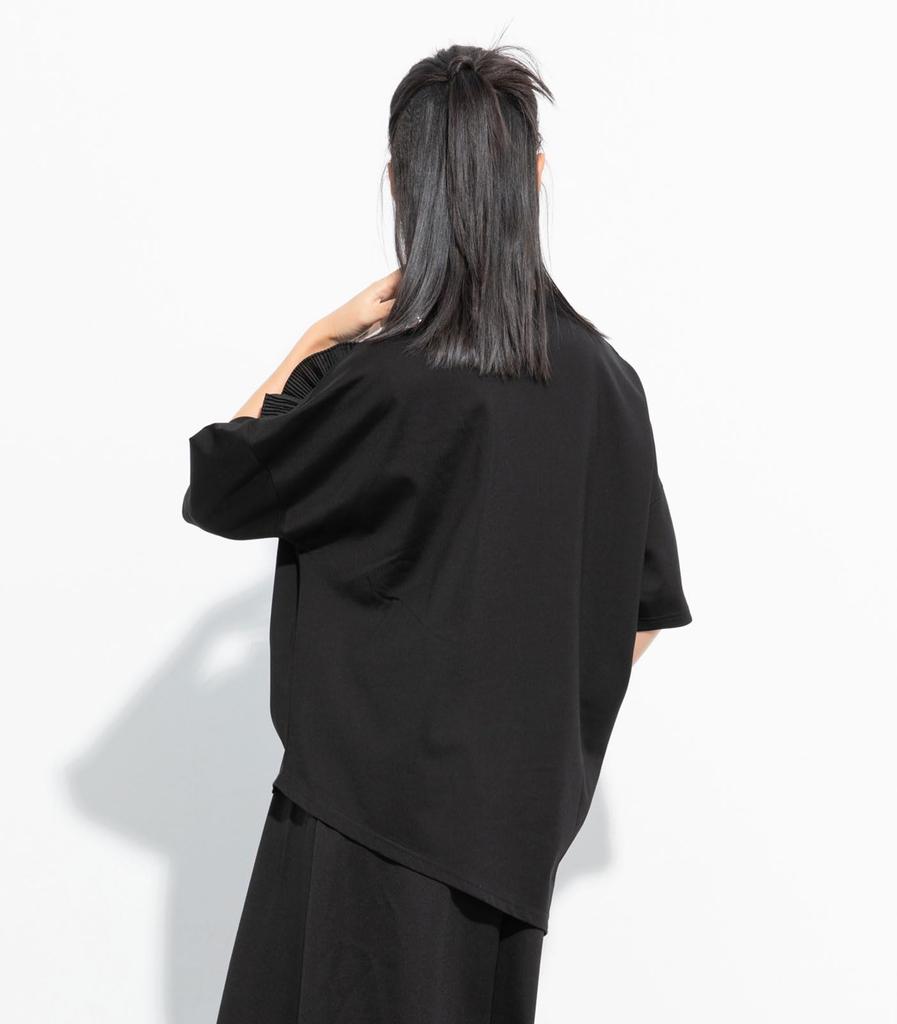 Morino 3D Floral Short Sleeve with Asymmetrical Drop Loose and Unique for Spring and Summer Women's T-Shirt Shoulder, Fit, Stylish, (Black)