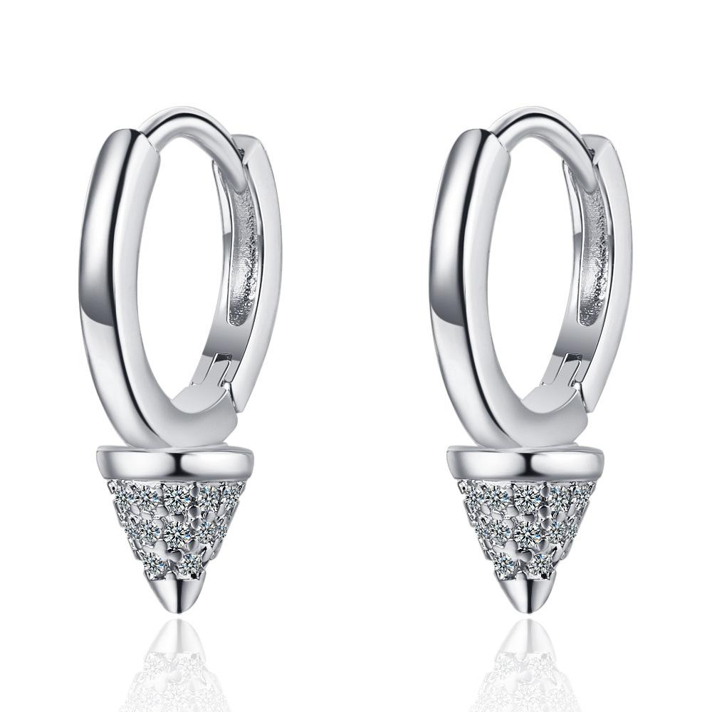 Luxury Shine Stamp 925 Sterling Silver Post Gold Plated Earrings Inlaid Boutique White Zircon Women Hook Drop Earrings Gift