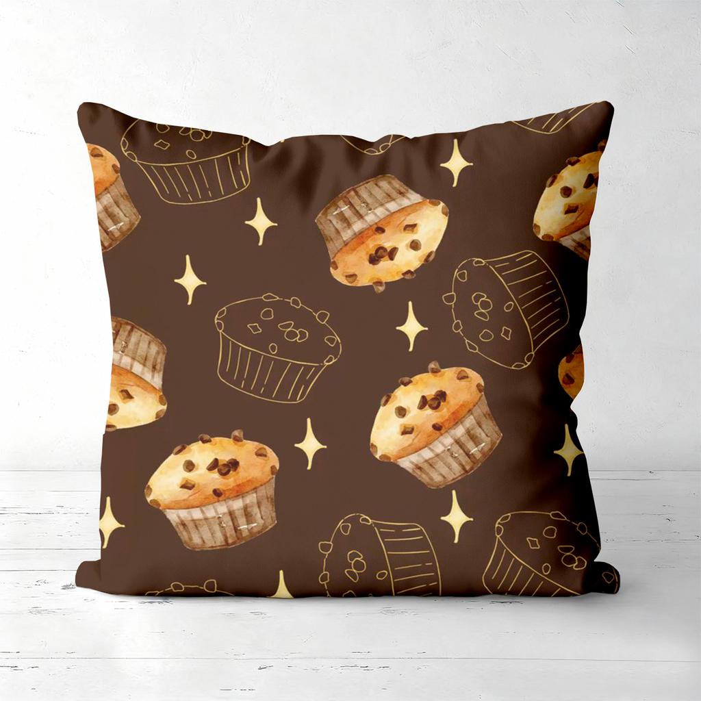Brown Bakery Print Couch Throw Pillow Covers Set of Polyester Sofa Cushion Cov Headboard Pillow (Without Pillow Core