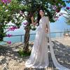 Ancient Greek Muse One Shoulder Ribbon Dress Summer White Fairy Light Wedding Dress Photo Dress Vacation Beach Dress