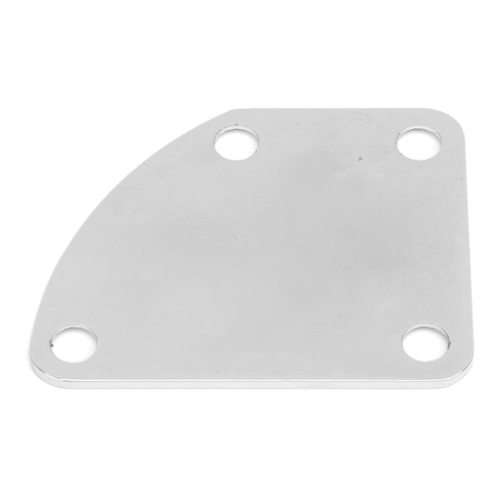 Guitar Neck Plate Aluminum Alloy Curved Instrument Accessory with 4‑Hole for DIY BassSilver