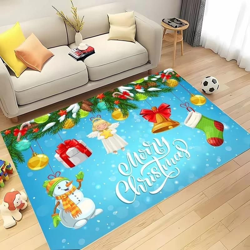 3D HD Printing Warm Christmas Carpet Living Room Rugs Bedroom Sofa Doormat Decor Mat Kid Non-slip Floor Alfombra New Year Gifts