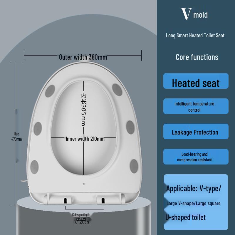 Smart U-Type Electric Heated Toilet Seat with Instant Heating and Adjustable Three-Level Temperature