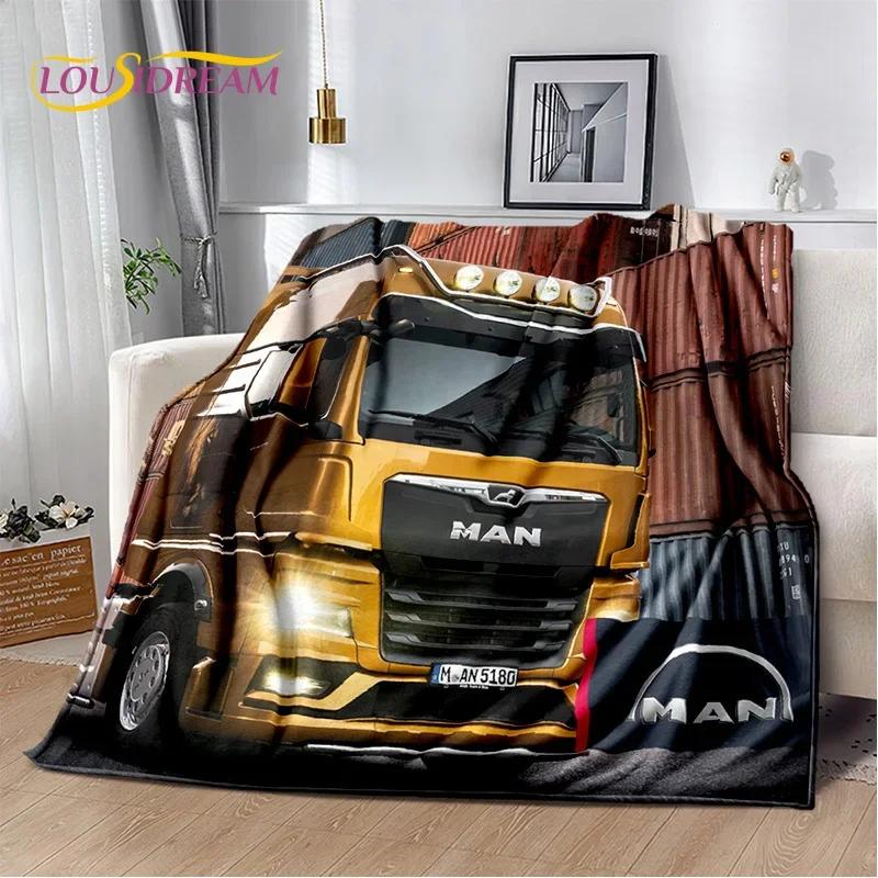 Coperta morbida in flanella 3D con motivo Camion per Letti Camera da letto Divano Picnic, Coperta da lancio per Coprire Tempo libero all'aperto Riposo Regalo