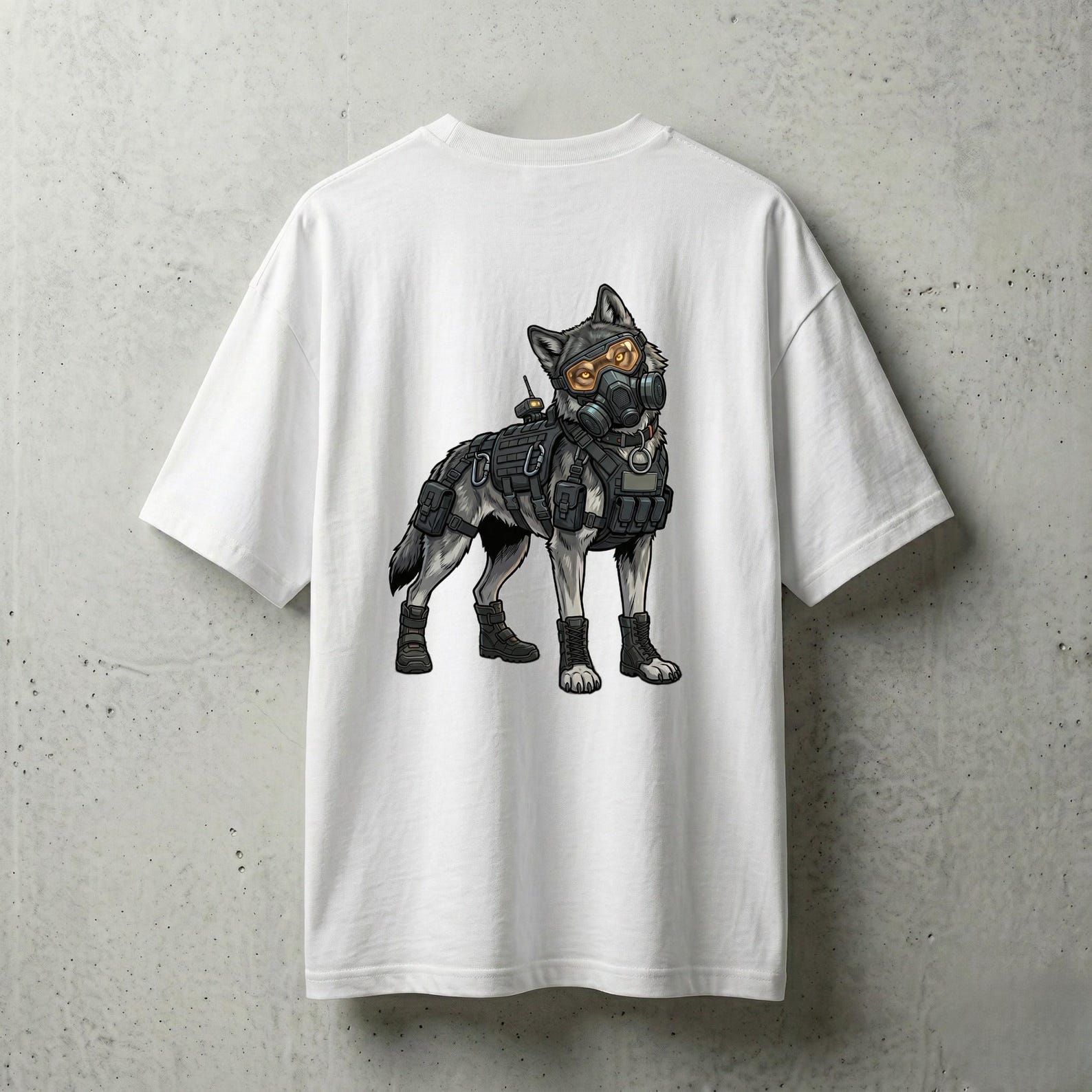 Tactical Wolf T-Shirt PNG | Cyberpunk Soldier Design | Streetwear Graphic | Military Wolf Illustration | DTG Sublimation File 3XL