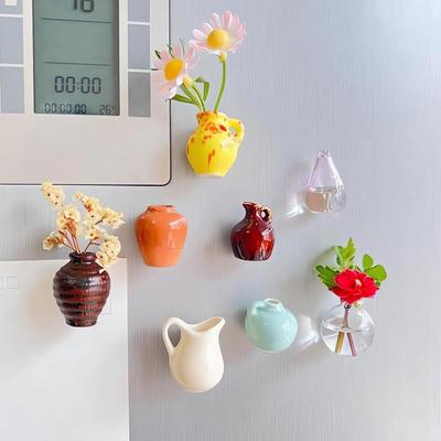8 Stück Mini Vasen Magnete Kühlschrank Dekoration 3D Blütenknospen Vase Magnet Mikro Landschaft Ornament Küchen Kühlschrank Zubehör