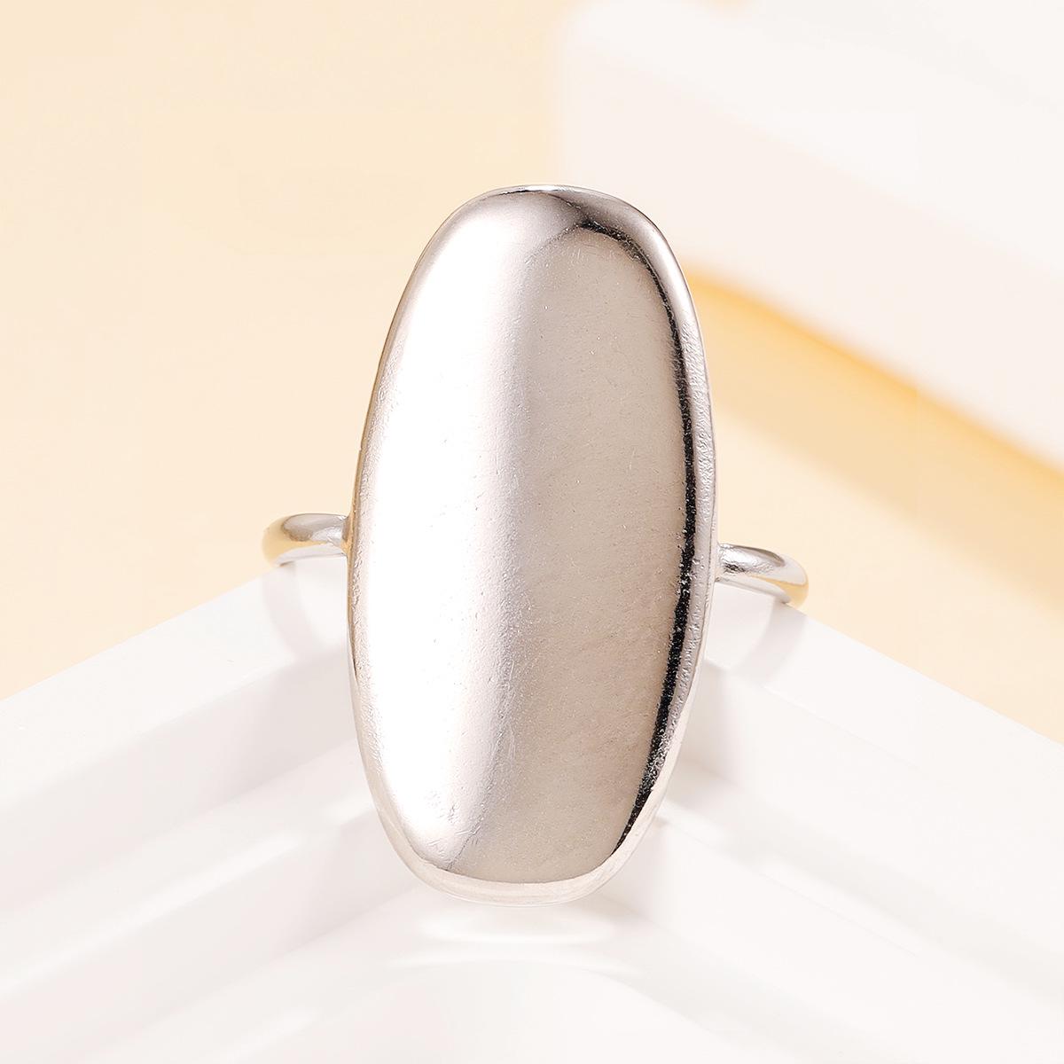 Versatile Geometric Stainless Steel Ring: Polished Large Design for a Bold Statement