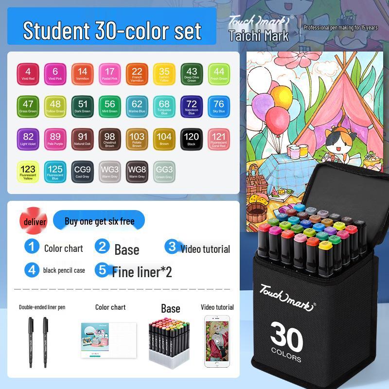 Dual-Tip Art Marker Set - 120 Colors, Hard Tip, Oil-Based for Students