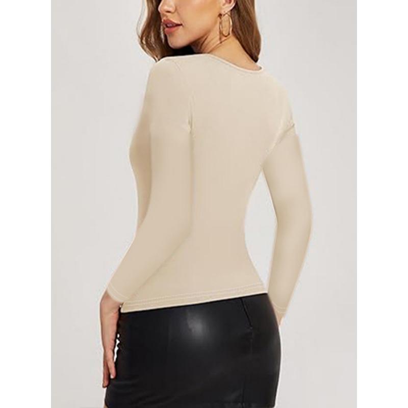 Dámská móda Ležérní Jaro Podzim Jednobarevný potisk Halenky a košile do O s dlouhým rukávem