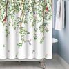 Spring Shower Curtain Green Leaves Birds Shower Curtains Vine Branch Hummingbird Cardinal Shower Curtain Sets for Bathroom