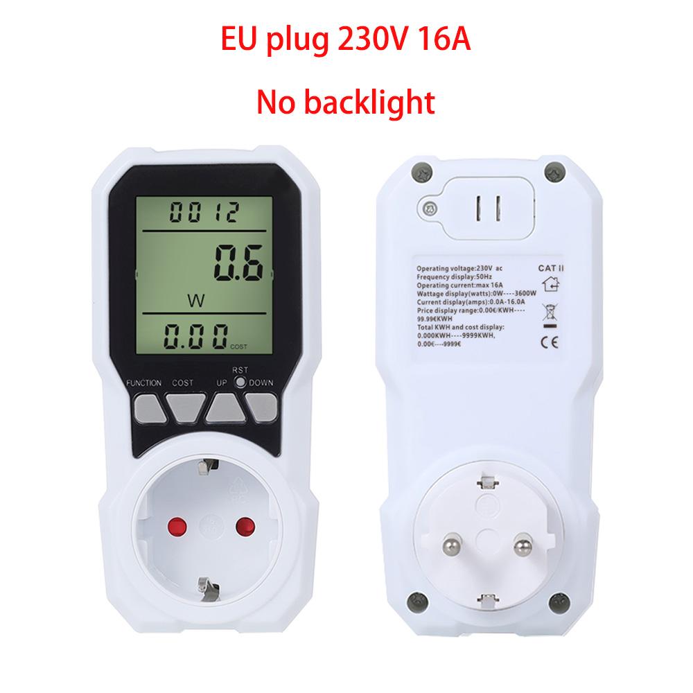 EU Plug Power Consumption Meter Socket Energy Digital Watt Meter AC Current Monitor Wattmeter Electricity Costs Calculate