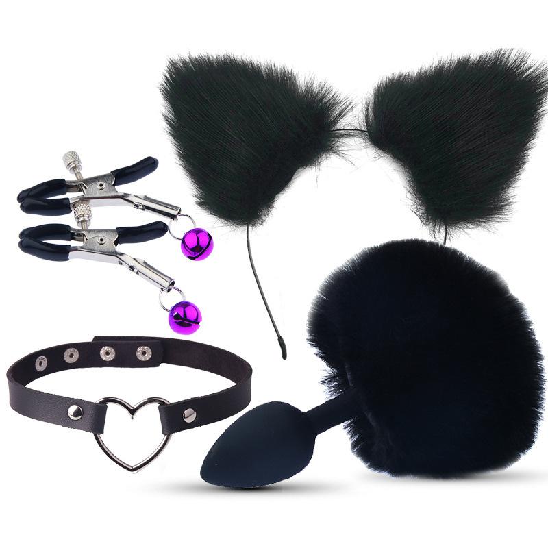 Sexy Ears Barrettes Nipple Clamp Sex Product Men's and Women's Appliances Sex Product SM Metal Sexy Suit Fox Tail