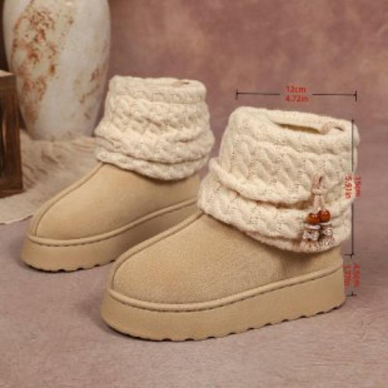 

Женские зимние теплые меховые сноубутсы большого размера с мягкой утолщенной подкладкой, ботильоны до щиколотки, нескользящие, для пешего туризма, спортивные, хлопковые ботинки 43 бежевый