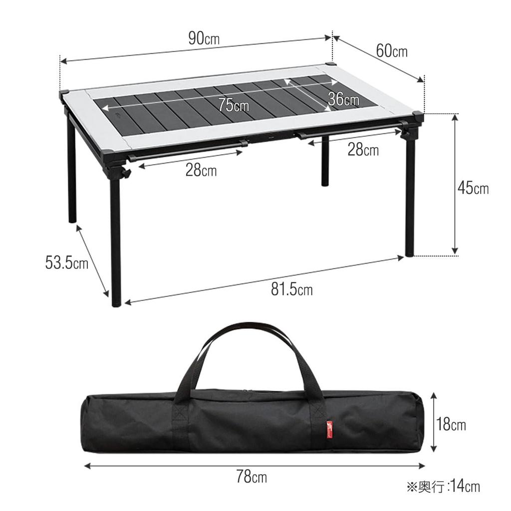 FIELDOOR Panel Table IGT Compatible Camping Table 90cm x Length 60cm x Height Leisure Table Outdoor Camping Folding Load Capacity 30kg Storage Bag