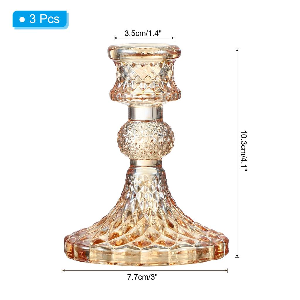 3/6pcs Glass Candlestick Holders Clear Diamond Taper Vertical Stripe Taper Candle Holders for Table Centerpiece Party Home Decor