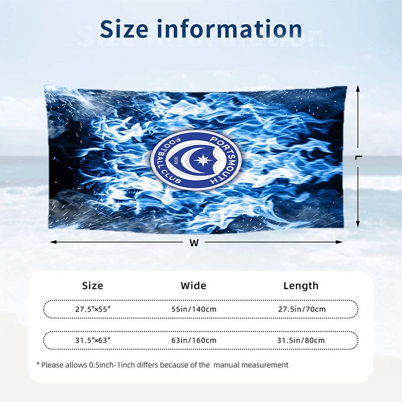 Portsmouth FC Print Quick Dry Beach Towel Microfiber Absorbent Portable Travel Swimming Towel