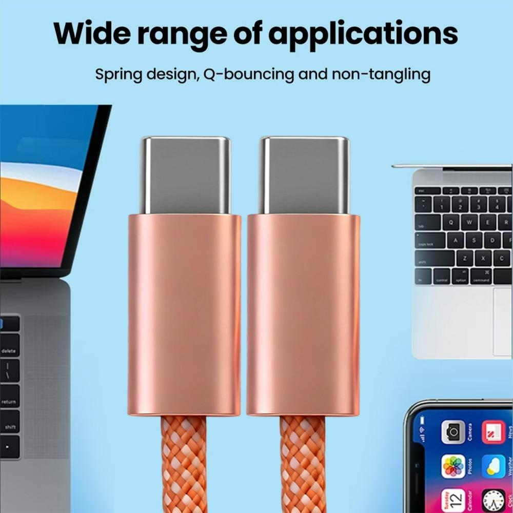 60W Type C To Type-C Fast Charging Cable for IPhone 17 Pro Max Air Orange Data Line for IPhone 15 16 17 Samsung USB-C Cable Wire