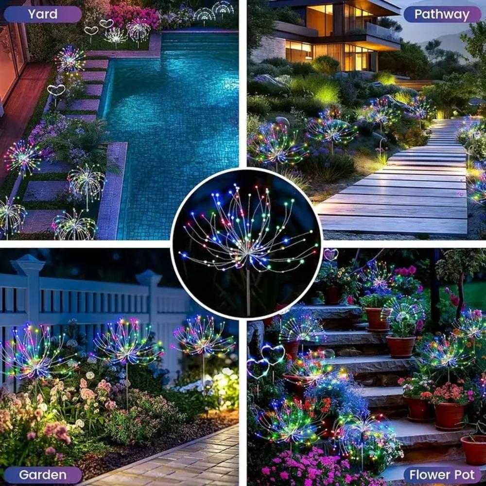 1/4 piezas Luces Solares Impermeables de Fuegos Artificiales Chispas Luz de Hada Paisajismo Luces de Jardín Luz de Decoración Exterior Patio Porche Camino