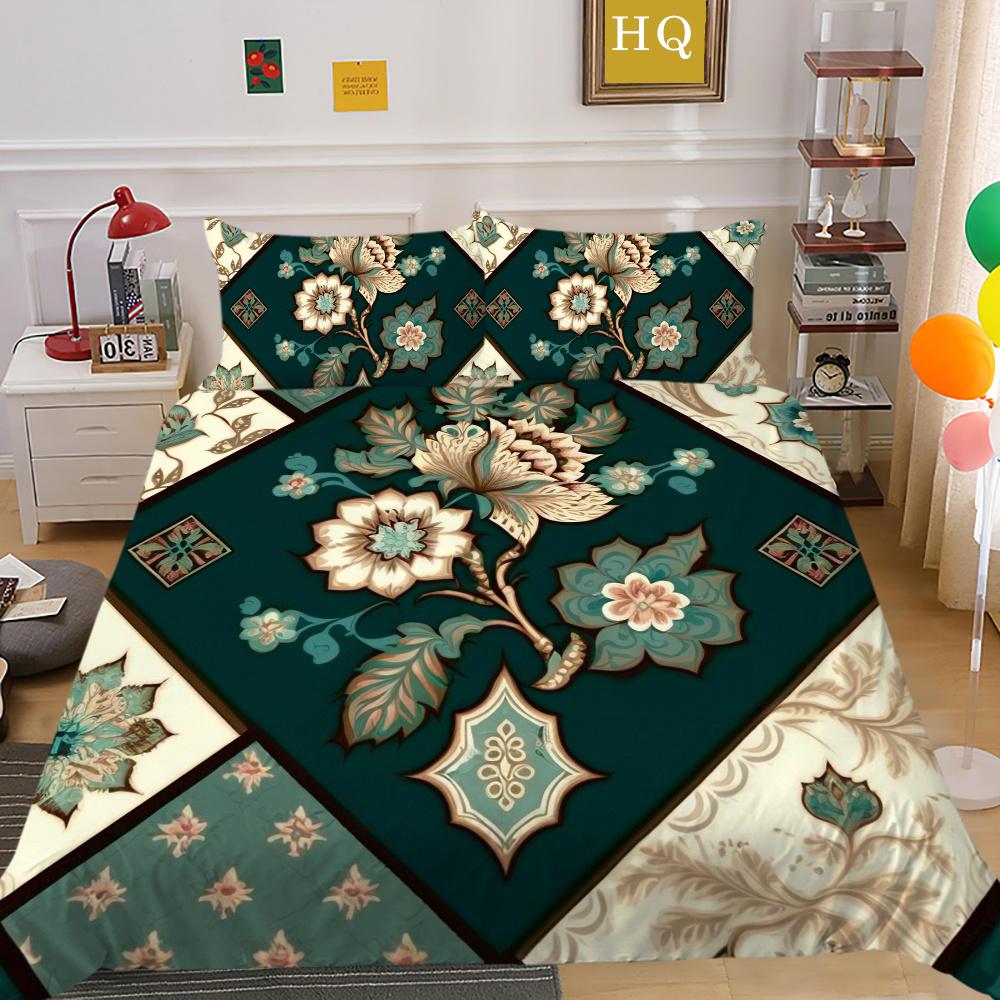Set Biancheria da Letto per la Casa Lusso Fiore Stampa 3D Copripiumino Set Copripiumino Donna Regina Poliestere Copriletto