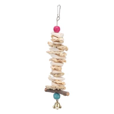Sepiaschalen-Spielzeug Hängendes Papageien-Kauspielzeug mit Glocke für Graupapageien Papageien Wellensittich 25cm/9.8in