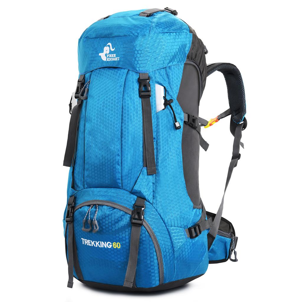 FREE KNIGHT 60L Hiking Backpack Camping Backpack with Rain Cover,Lightweight Outdoor Mountaineering Rucksack