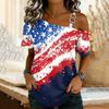 Damenmode Casual Print Sexy schulterfreies Kurzarm-T-Shirt-Oberteil