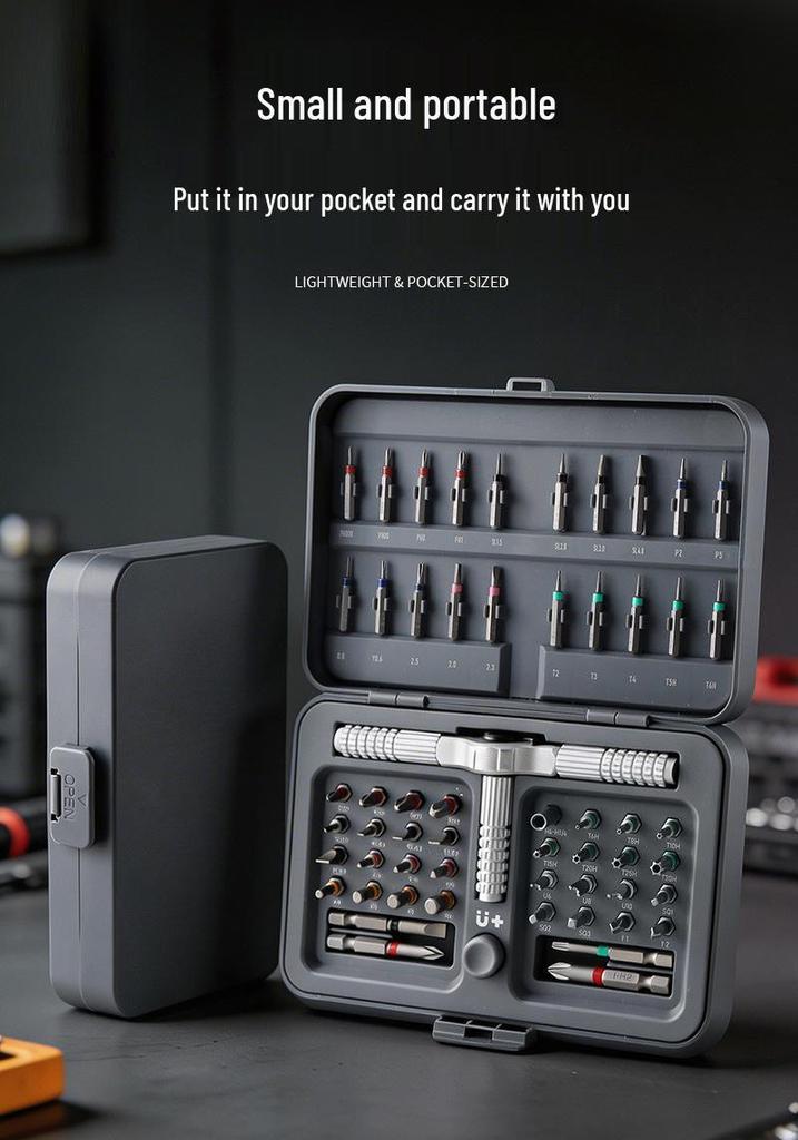 Ratchet Screwdriver Set with Chrome Vanadium Steel Bits for Mobile Phone Repair and Household Use