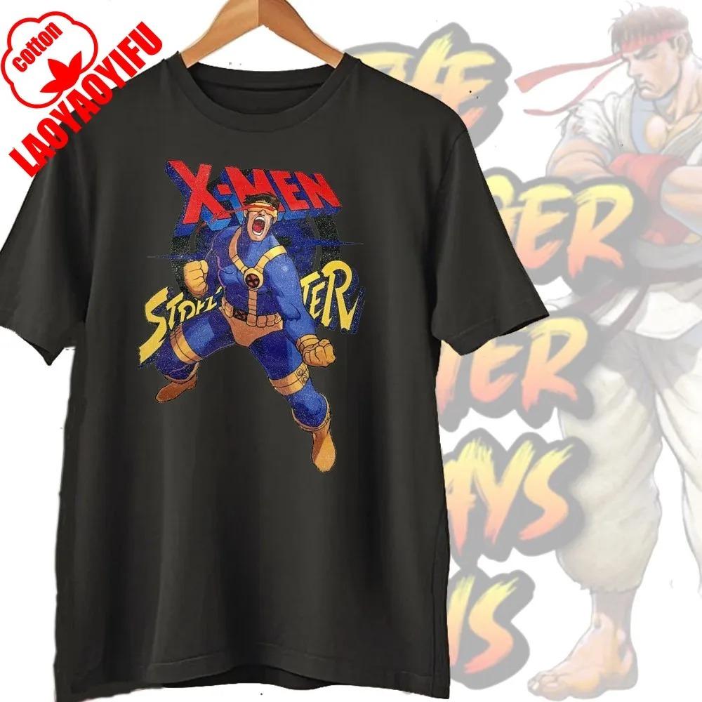 Street Fighter Chun-Li Ryu Bedruckte Y2K Neue Paar Baumwoll-T-Shirts Männer Frauen Streetwear Lässig Harajuku Retro Unisex T-Shirt Top