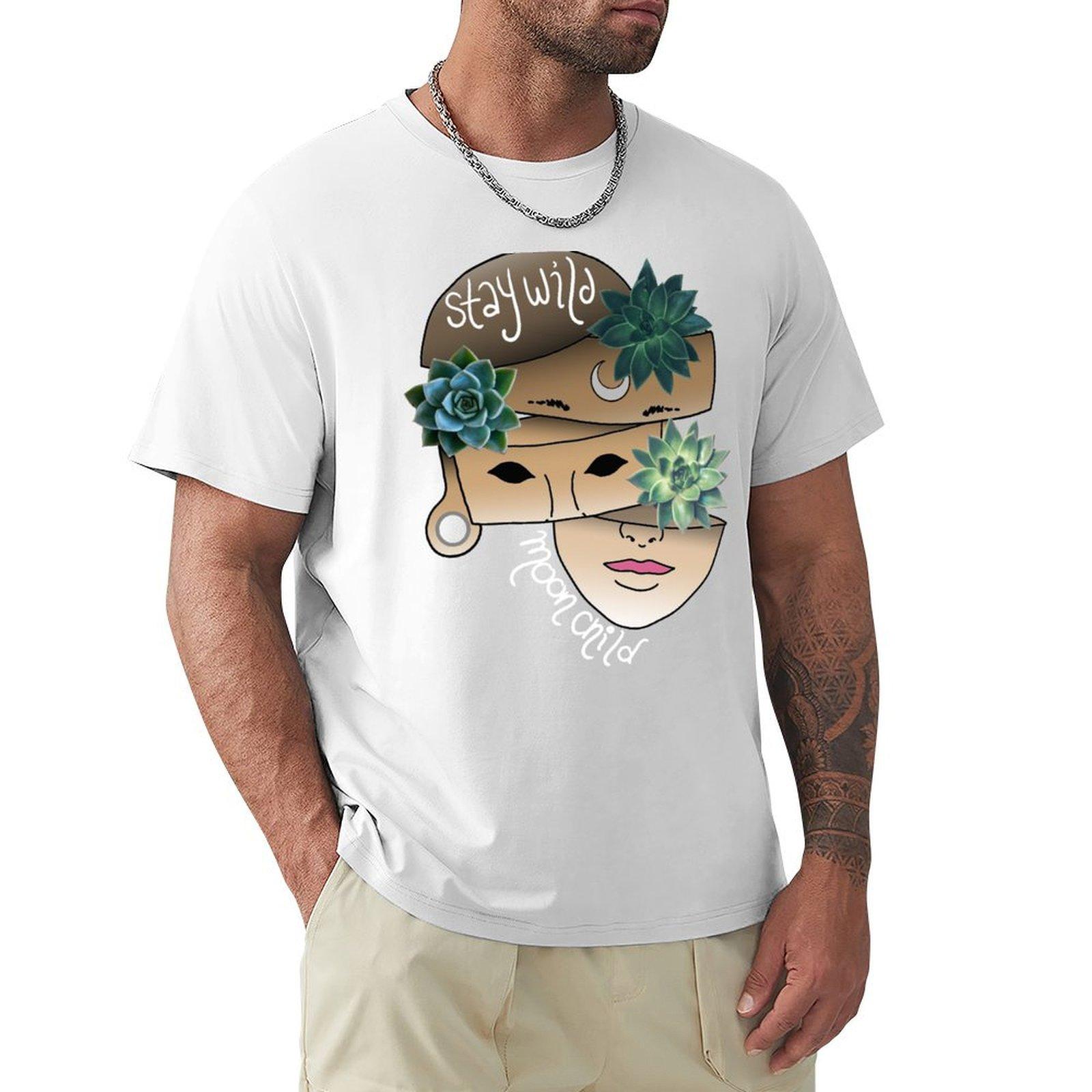 Stay Wild Moon Child Plant Lover Succulents Weird and Unusual TShirt man clothes oversized t shirt t shirts for men graphic S